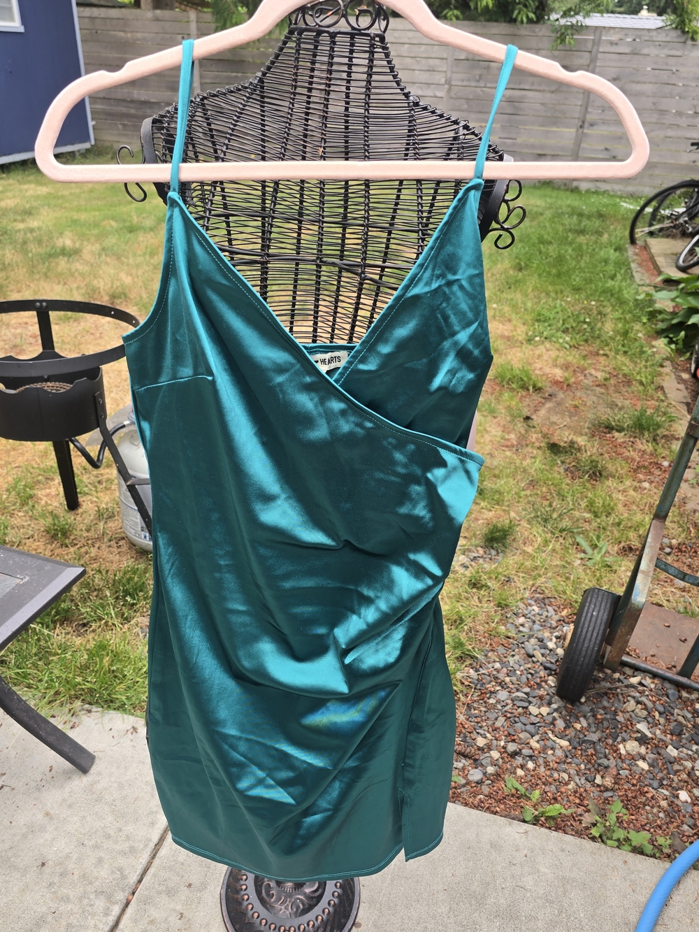 Inspired Hearts Teal Satin Wrap Mini Dress